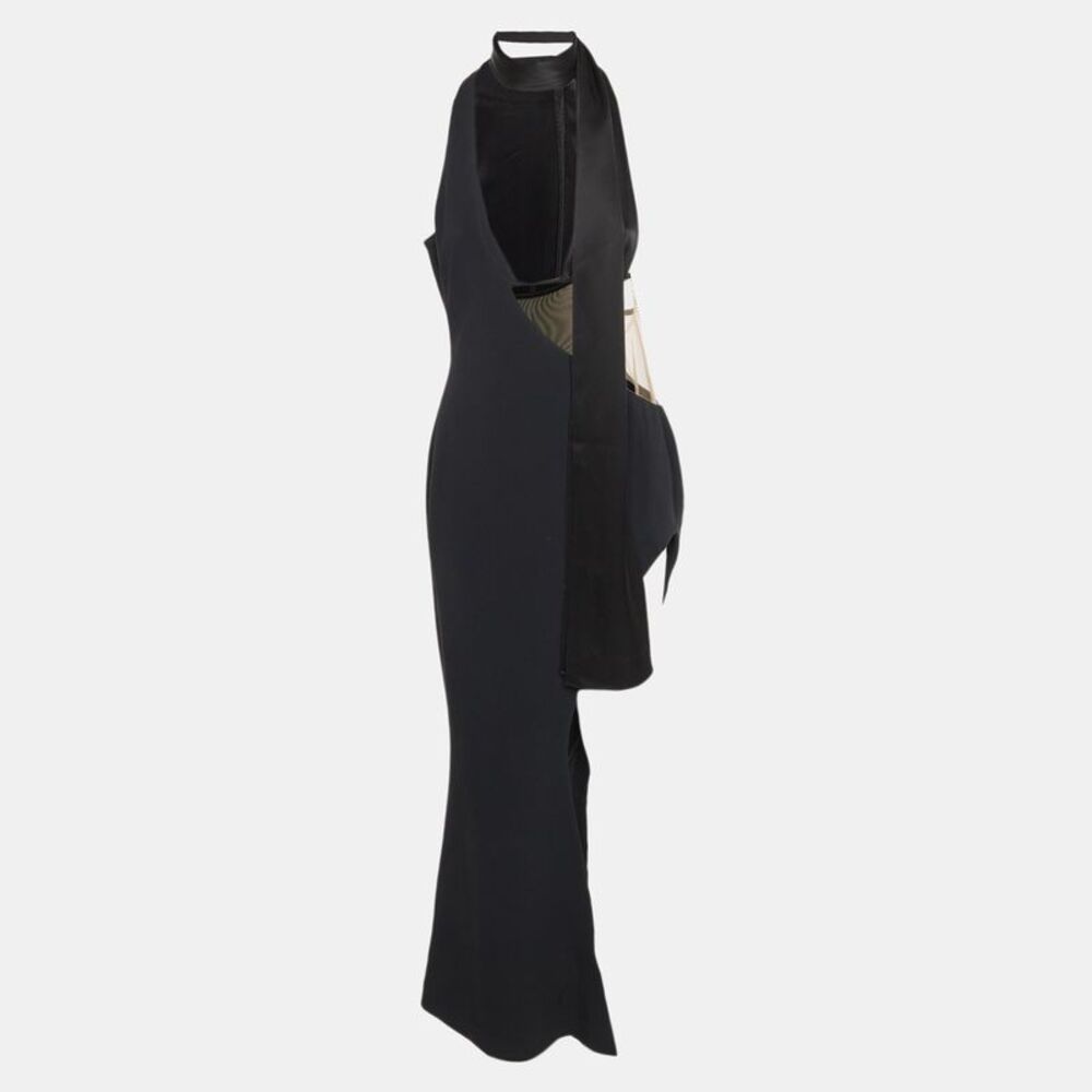 David Koma Black Crepe Cut-Out Long Dress M